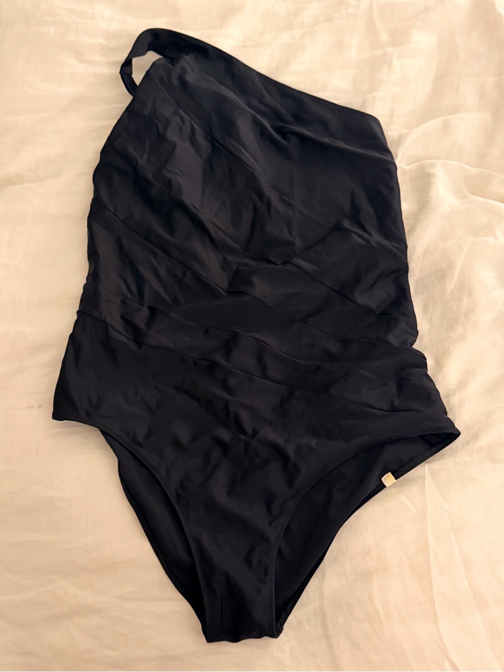 summersalt Black One-Shoulder Ruched One-Piece Swimsuit